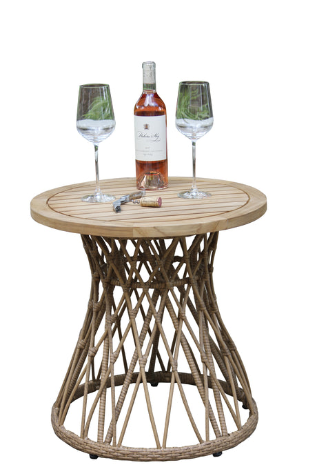 Lucienne Tropical Teak & Wicker Accent Table
