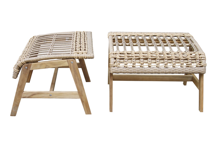 Lucienne Teak & Wicker Ottoman, 2pk