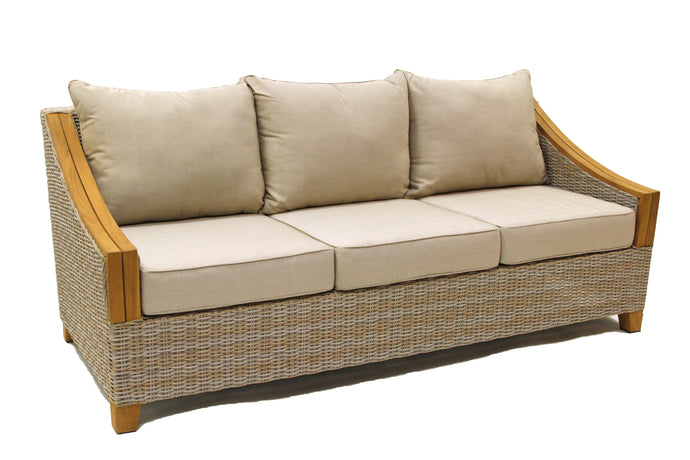 Lucienne Teak & Ash Wicker Sofa with Sunbrella