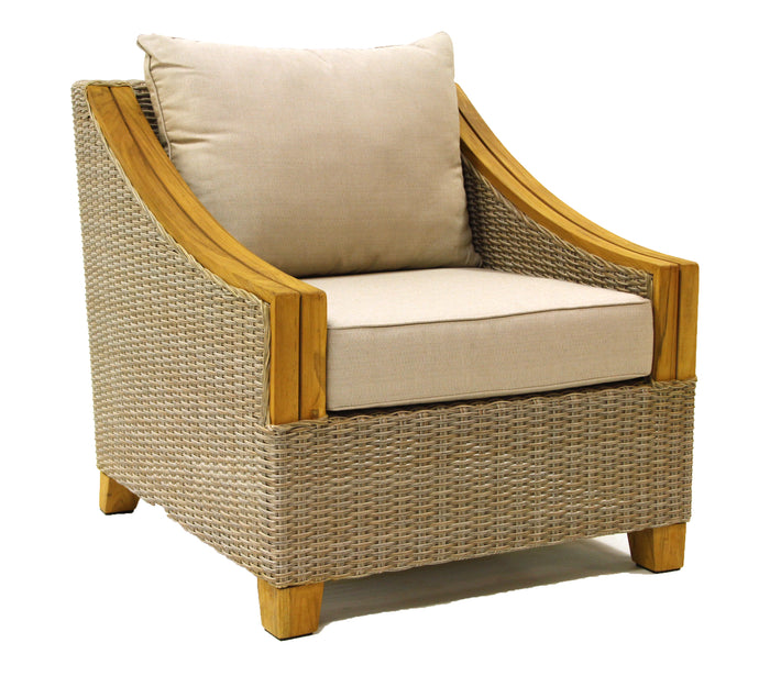 Lucienne Teak & Ash Wicker Armchair with Sunbrella Cushions