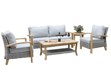 Load image into Gallery viewer, Lucienne 4 pc. Teak &amp; Wicker Conversation Set
