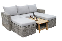 Load image into Gallery viewer, Lucienne 3 pc. Teak &amp; Dove Grey Wicker Storage Sectional Set
