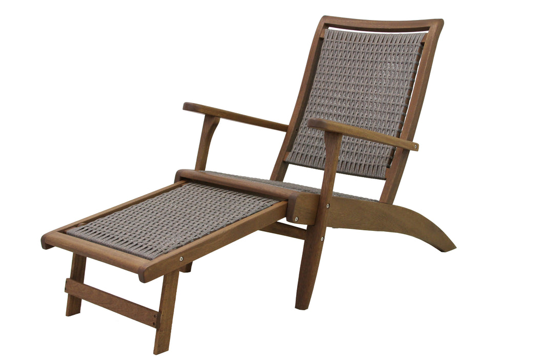 Mirabella Grey Wicker Lounger w/ Ottoman